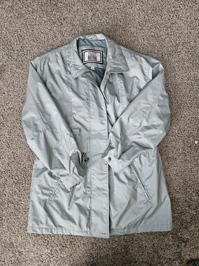 Fleet Street Lightweight Jacket Women’s L Green Zip Snap Coat